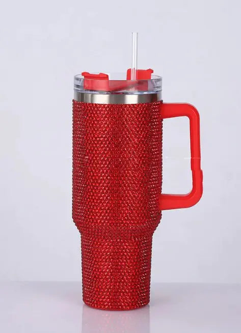 Glamour Rhinestone Handle Tumblers with Straw