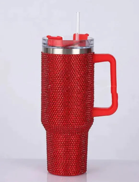 Glamour Rhinestone Handle Tumblers with Straw
