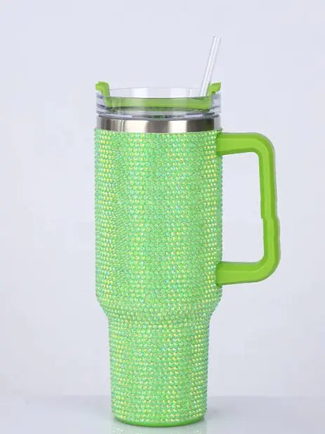 Glamour Rhinestone Handle Tumblers with Straw
