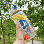 Large Capacity Transparent Sports Water Bottle with Straw
