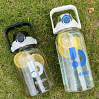 Large Capacity Transparent Sports Water Bottle with Straw