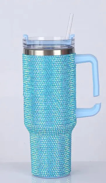 Glamour Rhinestone Handle Tumblers with Straw