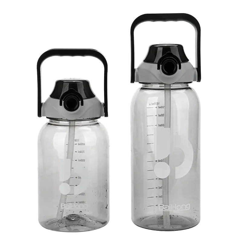 Large Capacity Transparent Sports Water Bottle with Straw