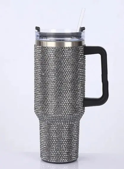Glamour Rhinestone Handle Tumblers with Straw