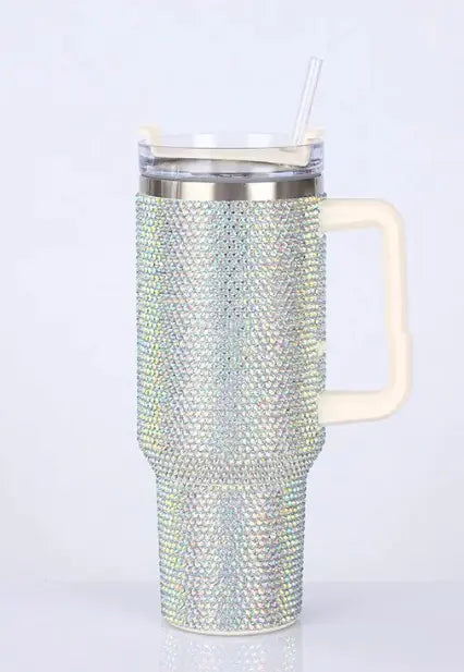 Glamour Rhinestone Handle Tumblers with Straw