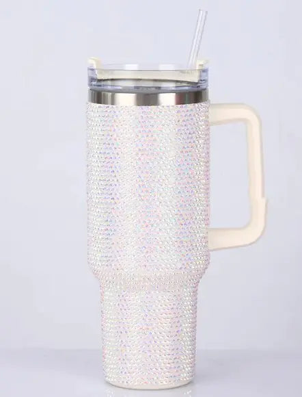 Glamour Rhinestone Handle Tumblers with Straw